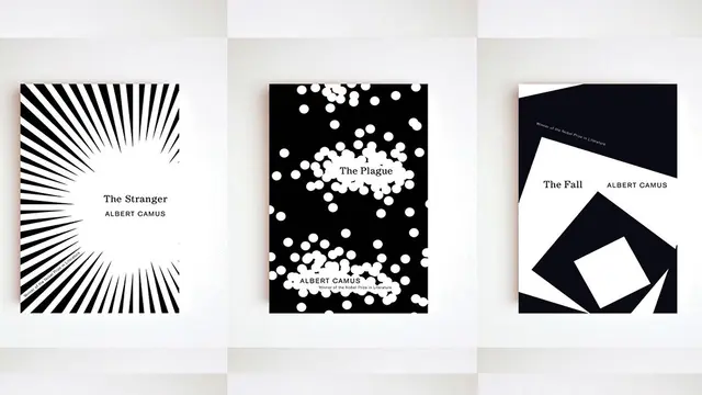 I love the hidden messages in these clever abstract Albert Camus book covers