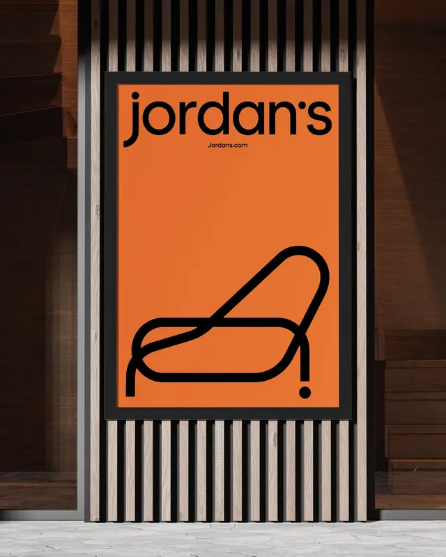 Untouched since the 1980s, Jordan’s Furniture gets a sleek rebrand with ergonomic icons