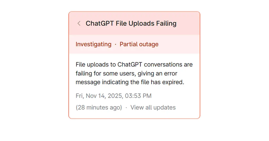 ChatGPT Outage Affects APIs And File Uploads