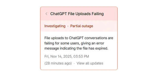 ChatGPT Outage Affects APIs And File Uploads