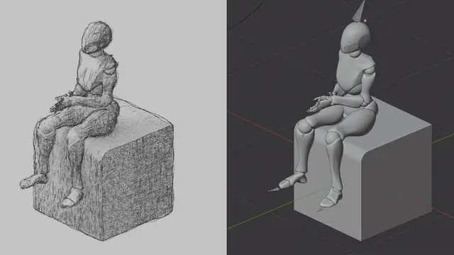 This Blender tool can transform 3D models into pencil sketches